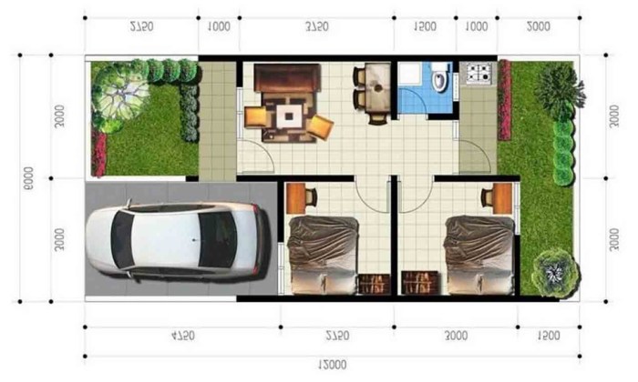 Desain ruang tamu rumah type 36 60